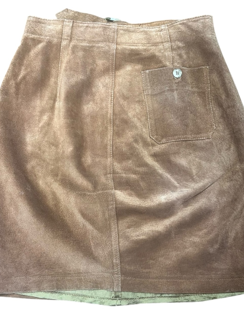 Pelletterie Riunite Vintage Brown Genuine Suede Leather Mini Skirt Made In Italy - Picture 7 of 8